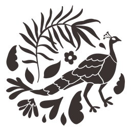Silhueta de pavão estilo Otomi Desenho PNG