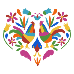 Gallo gallo estilo otomí Diseño PNG