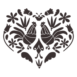 Silhueta de galo estilo Otomi Desenho PNG