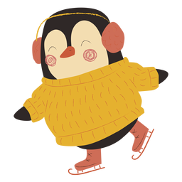 Patinaje sobre hielo pingüino Diseño PNG