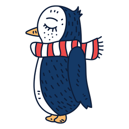 Desenho de pinguim com cachecol Transparent PNG