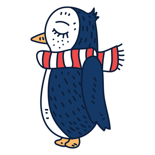Pingüino con bufanda de dibujos animados
