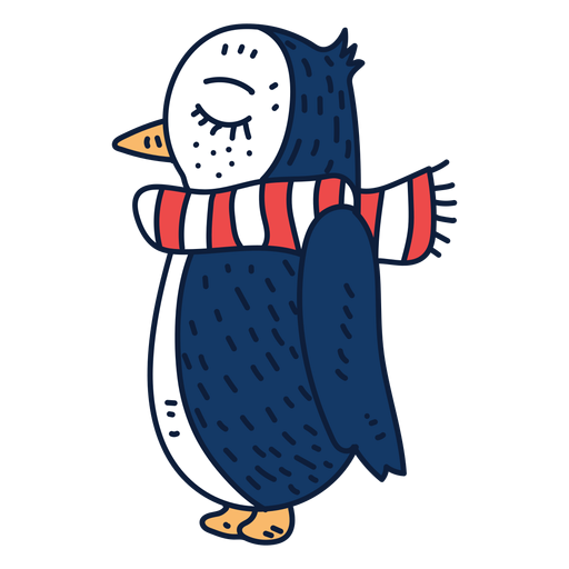 Pingüino con bufanda de dibujos animados Diseño PNG