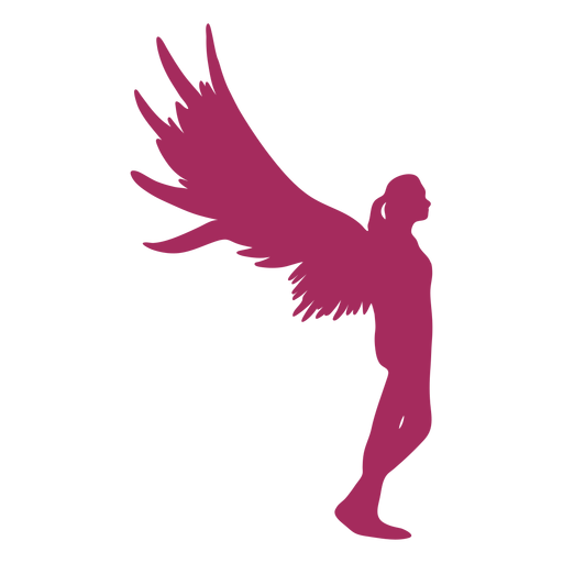 Pink angel side view silhouette PNG Design