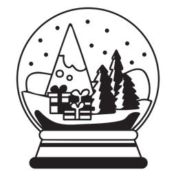 Presents scene snow globe stroke PNG Design