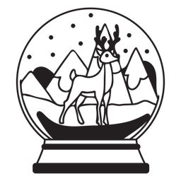 Reindeer snow globe stroke PNG Design