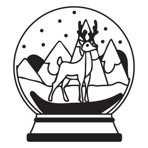 Curso de globo de neve de renas Desenho PNG