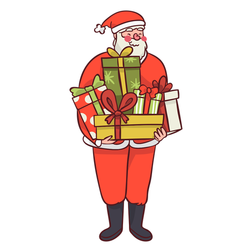 Weihnachtsmann mit Geschenken PNG-Design