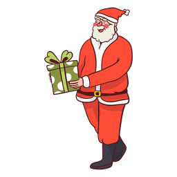 Santa entrega presente Diseño PNG