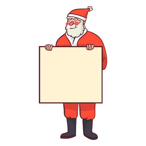 Papai Noel segurando uma placa