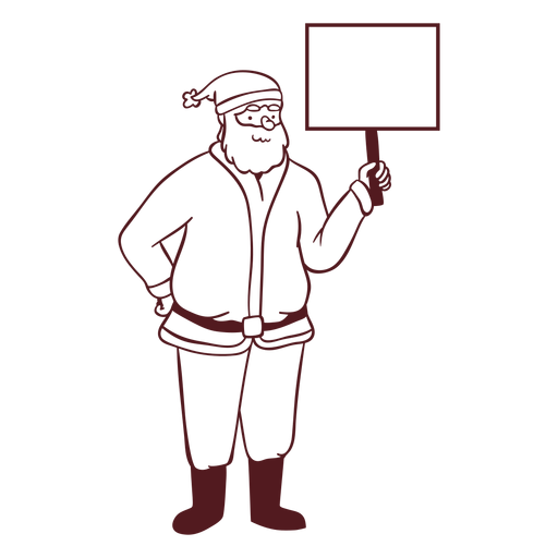 Papai Noel segurando o traço do quadro de avisos Desenho PNG