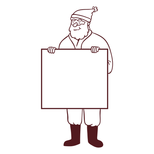 Santa holding sign stroke PNG Design