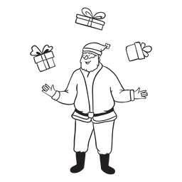 Papai Noel fazendo malabarismos com presentes Desenho PNG
