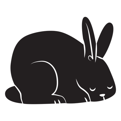 Simple rabbit sleeping silhouette PNG Design