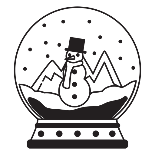 Escena de muñeco de nieve trazo de globo de nieve Diseño PNG