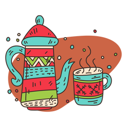 Tea set cartoon PNG Design