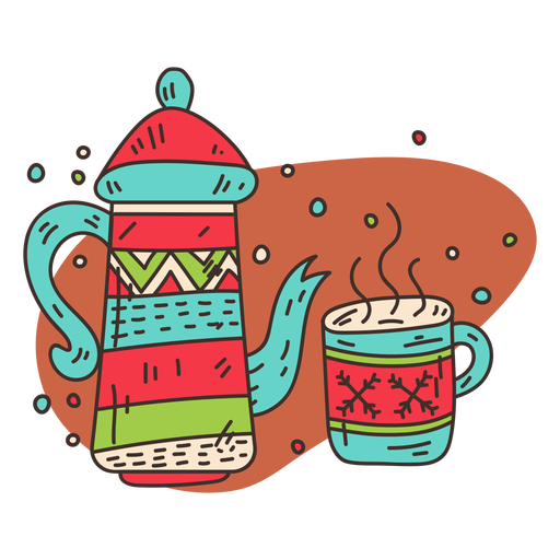 Tea set cartoon PNG Design