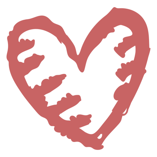 Valentine doodle brushed heart element PNG Design