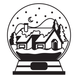 Winter house snow globe stroke PNG Design