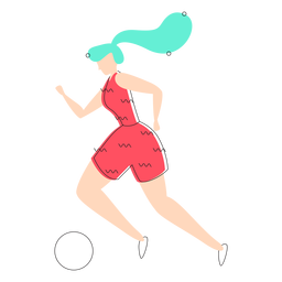 Woman dribbling colored line PNG Design