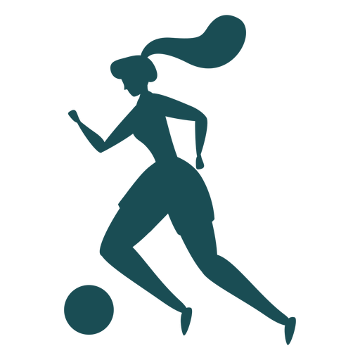 Frauenfußballspieler der Silhouette dribbelt PNG-Design
