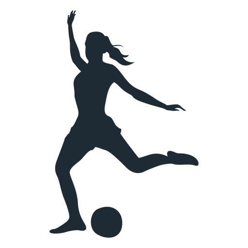 Woman football player shooting silhouette PNG Design