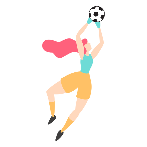 Woman goalkeeper saving goal