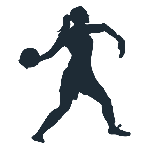 Woman goalkeeper throwing ball silhouette