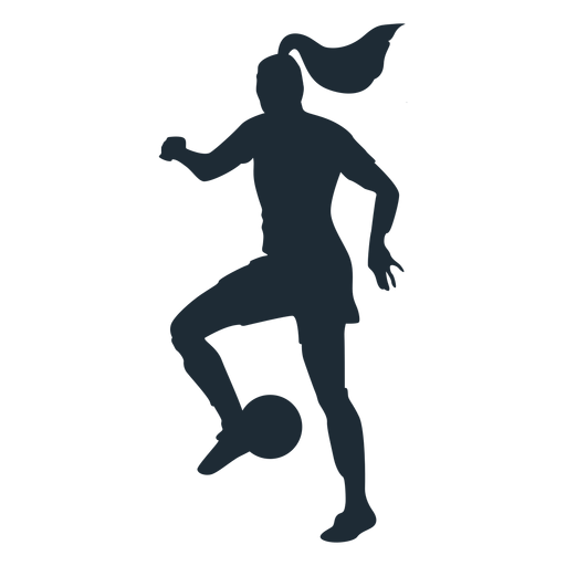 Woman player stopping ball silhouette PNG Design
