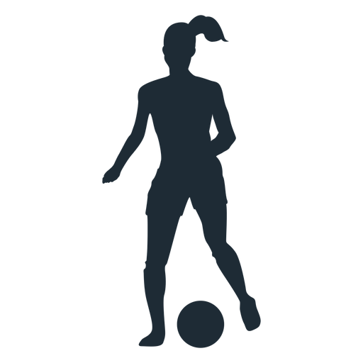 Woman running with ball silhouette PNG Design