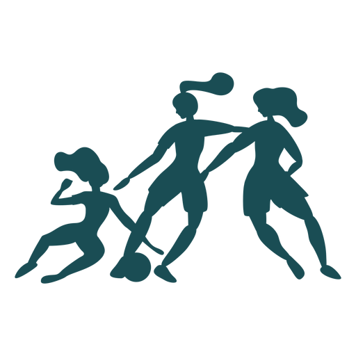 Women playing football silhouette PNG Design