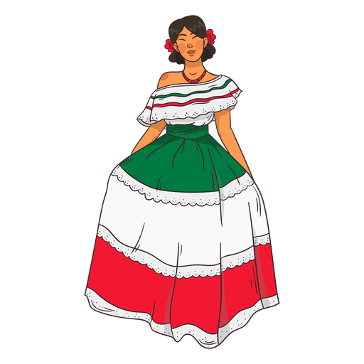Desenho de personagem jovem mulher mexicana