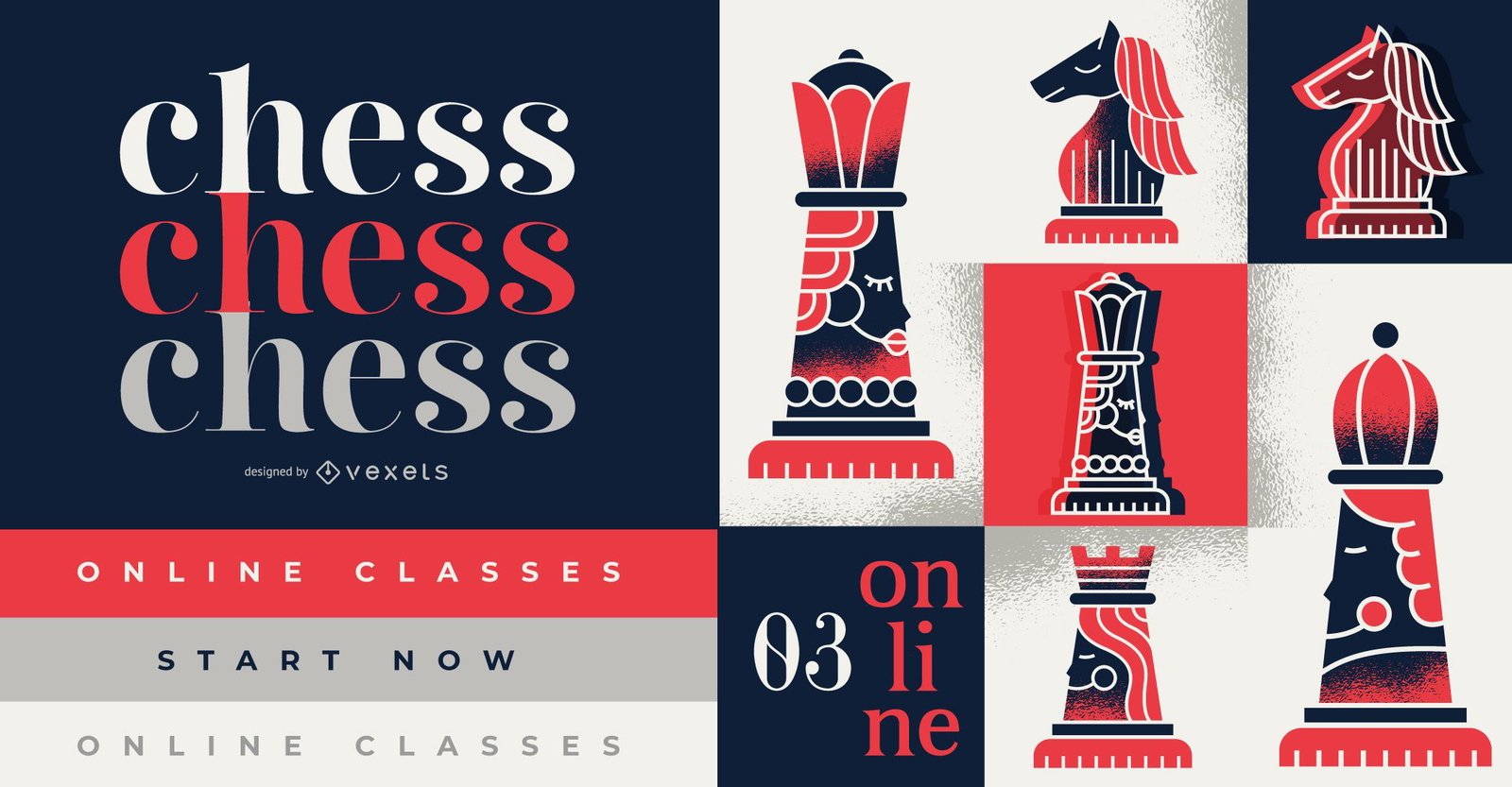 Cover design for online chess lessons featuring editable text. 