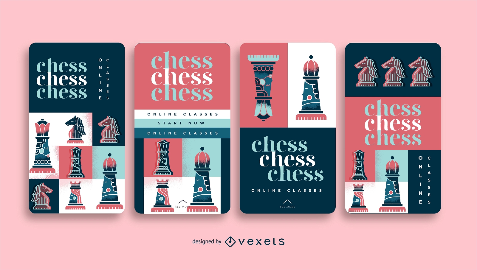 Paquete de historias de redes sociales de los cursos de ajedrez