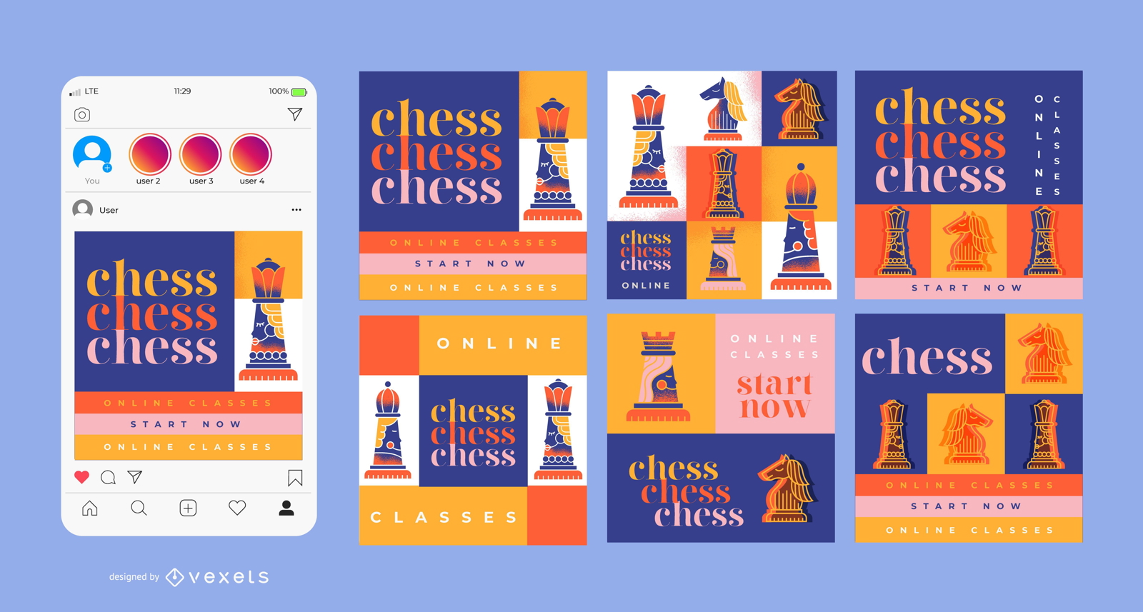 Schachklassen Square Banner Design Pack