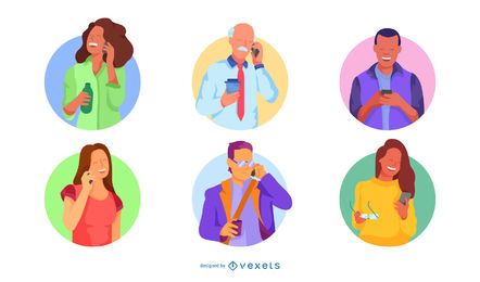Phone Call Flat Characters Pack
