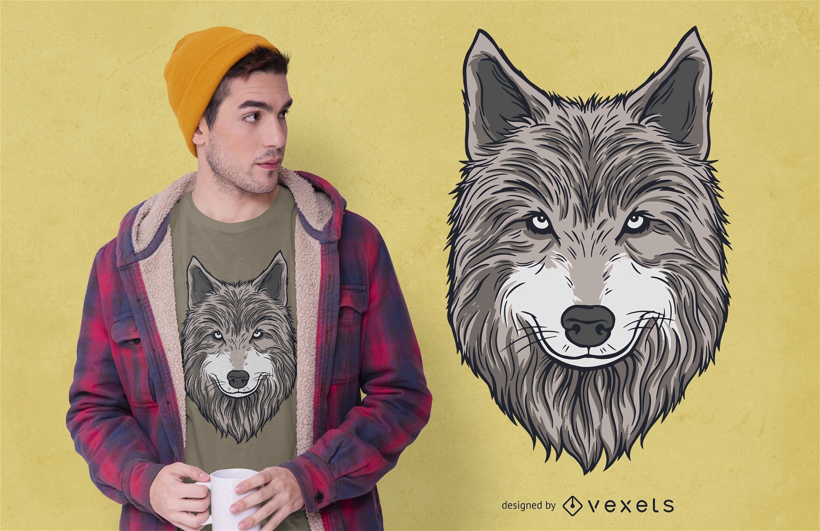 Wolf Head detailed t-shirt design