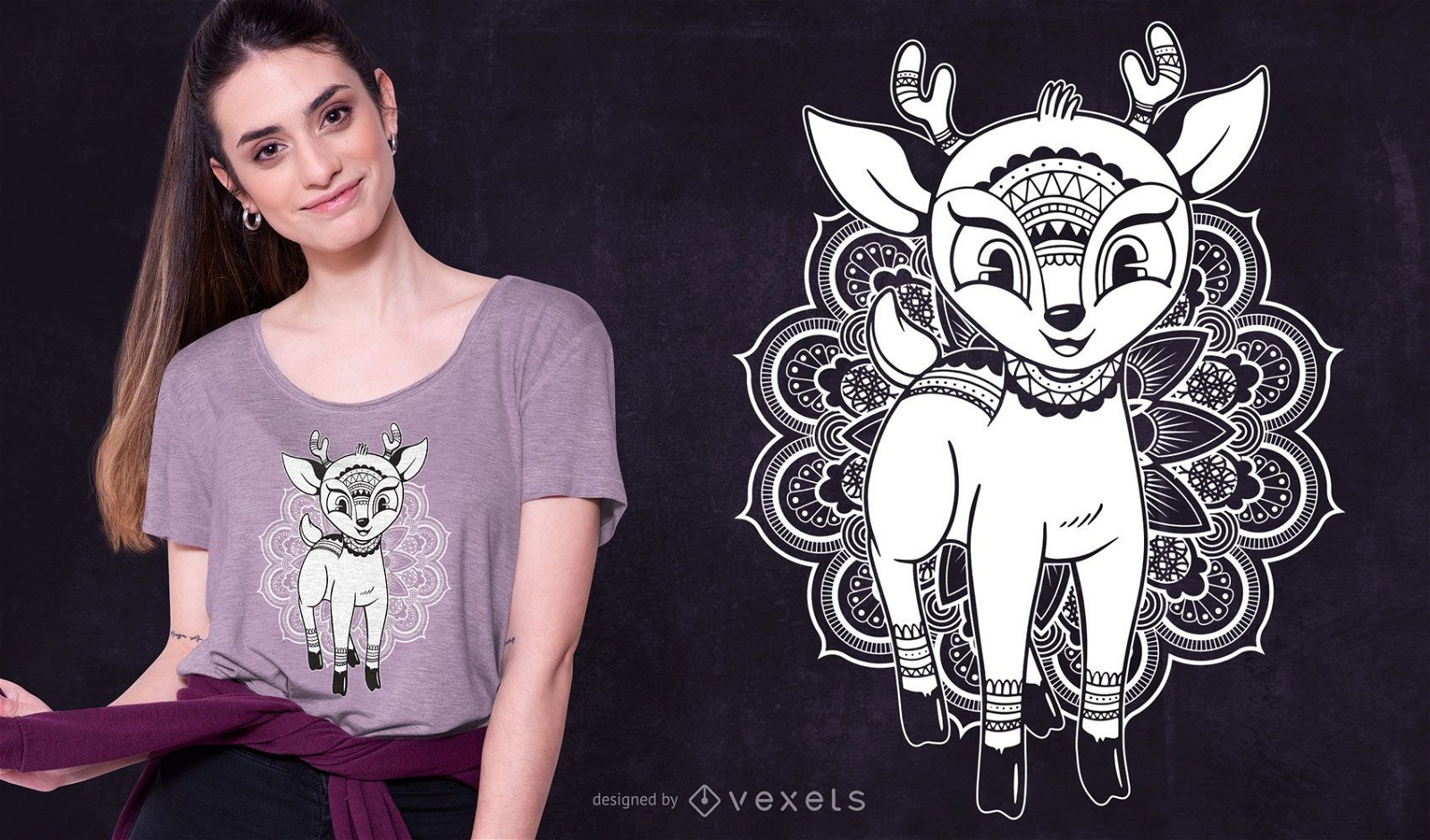Design de t-shirt com mandala de cervos para beb?s