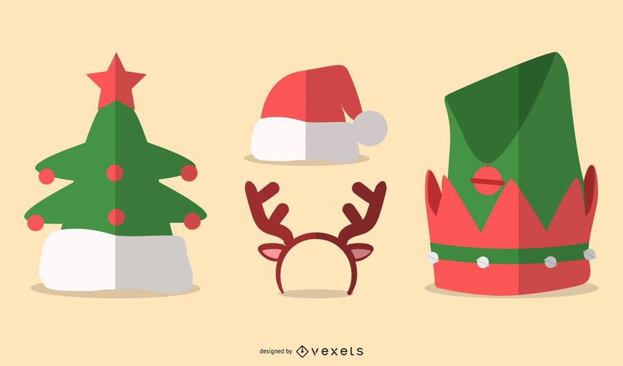 Christmas hats flat set Christmas hats flat set