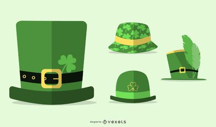 Conjunto plano de sombreros del día de San Patricio Conjunto plano de sombreros del día de San Patricio