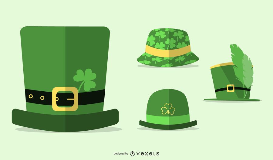Conjunto plano de sombreros del día de San Patricio Conjunto plano de sombreros del día de San Patricio