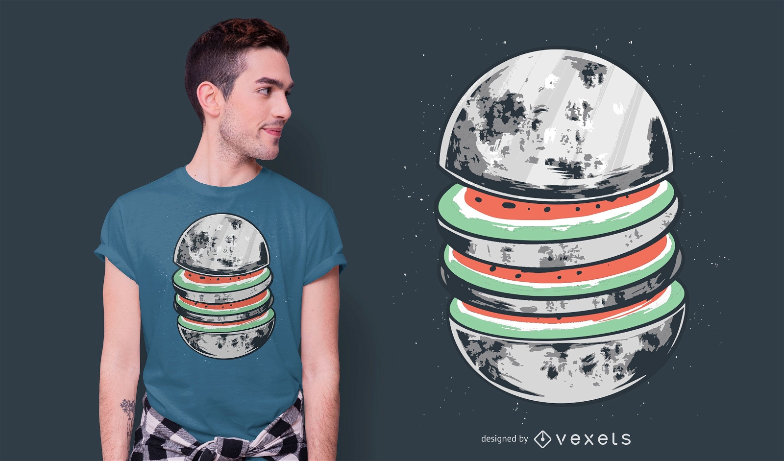 Design de t-shirt de lua de melancia