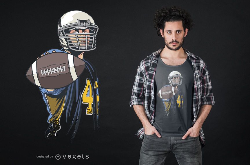 Design de t-shirt de homem de futebol americano Design de t-shirt de homem de futebol americano