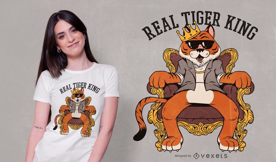 Projeto real do t-shirt do rei do tigre Projeto real do t-shirt do rei do tigre