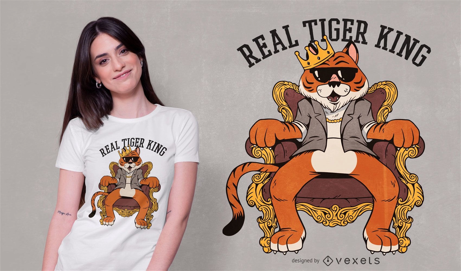 Design real de camiseta do rei tigre