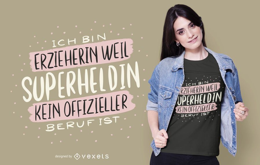 Superhero Educator German Quote T-shirt Design Superhero Educator German Quote T-shirt Design