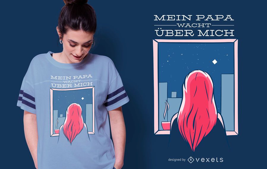 Design alemão do t-shirt das citações da menina do céu noturno Design alemão do t-shirt das citações da menina do céu noturno