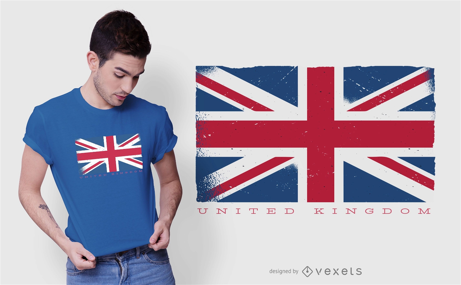 Design de camisetas com bandeira grunge do Reino Unido