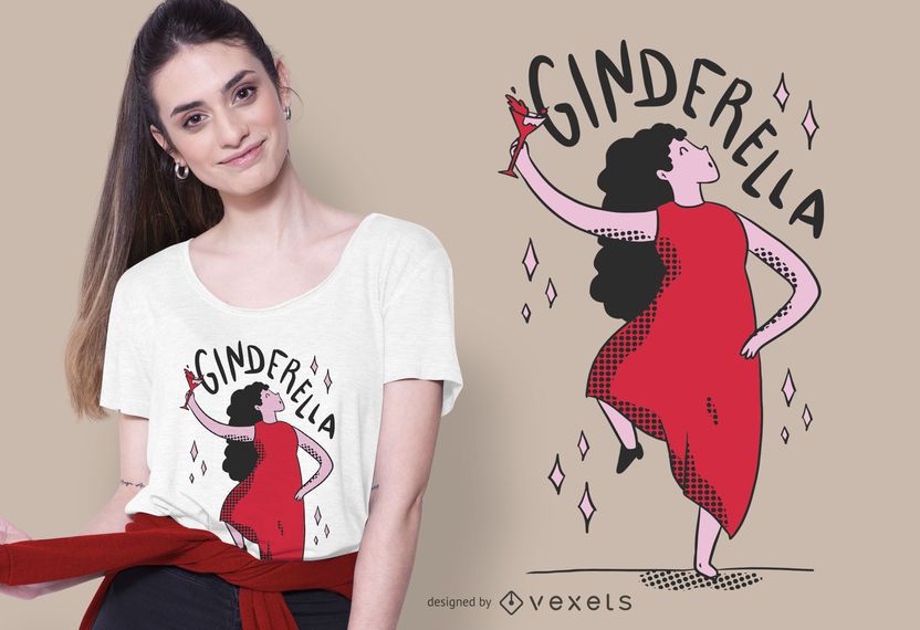 Diseño de camiseta de dibujos animados divertidos de Ginderella Diseño de camiseta de dibujos animados divertidos de Ginderella