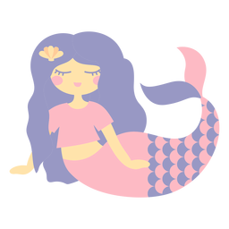 Personaje de sirena tranquila plana Diseño PNG